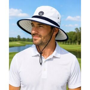 Ahead Performance Indiana National Swan Lake Resort Sun Hat White Navy UPF 20+SM
